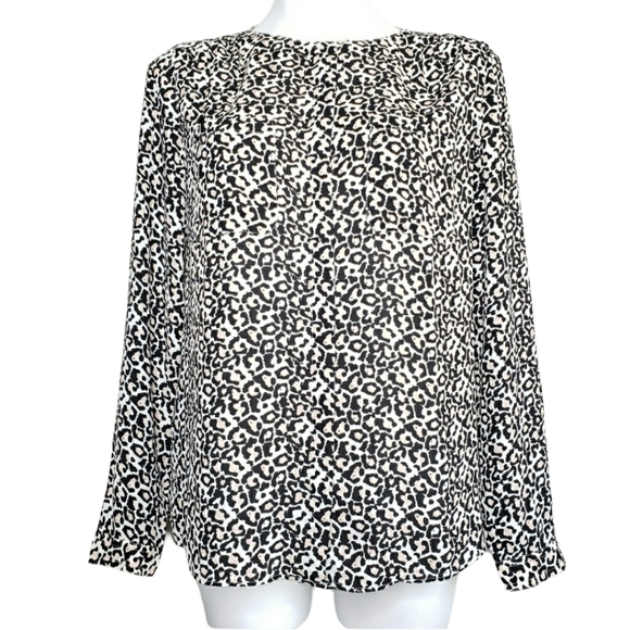LOFT | Leopard Animal Print Long Sleeve Blouse S - Picture 1 of 7